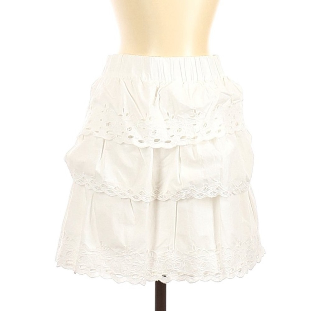 J. Crew white cotton lace skirt